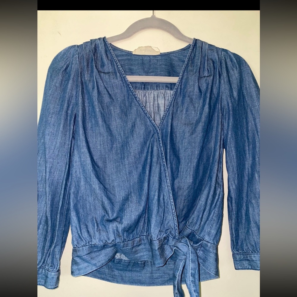 Madewell Denim Wrap cropped shirt size XXS